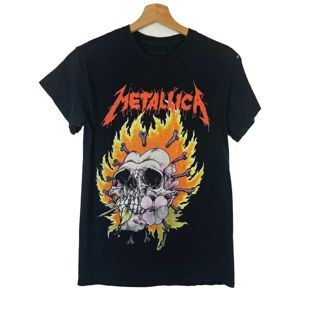 Metallica Black Skull and Flower T-Shirt S